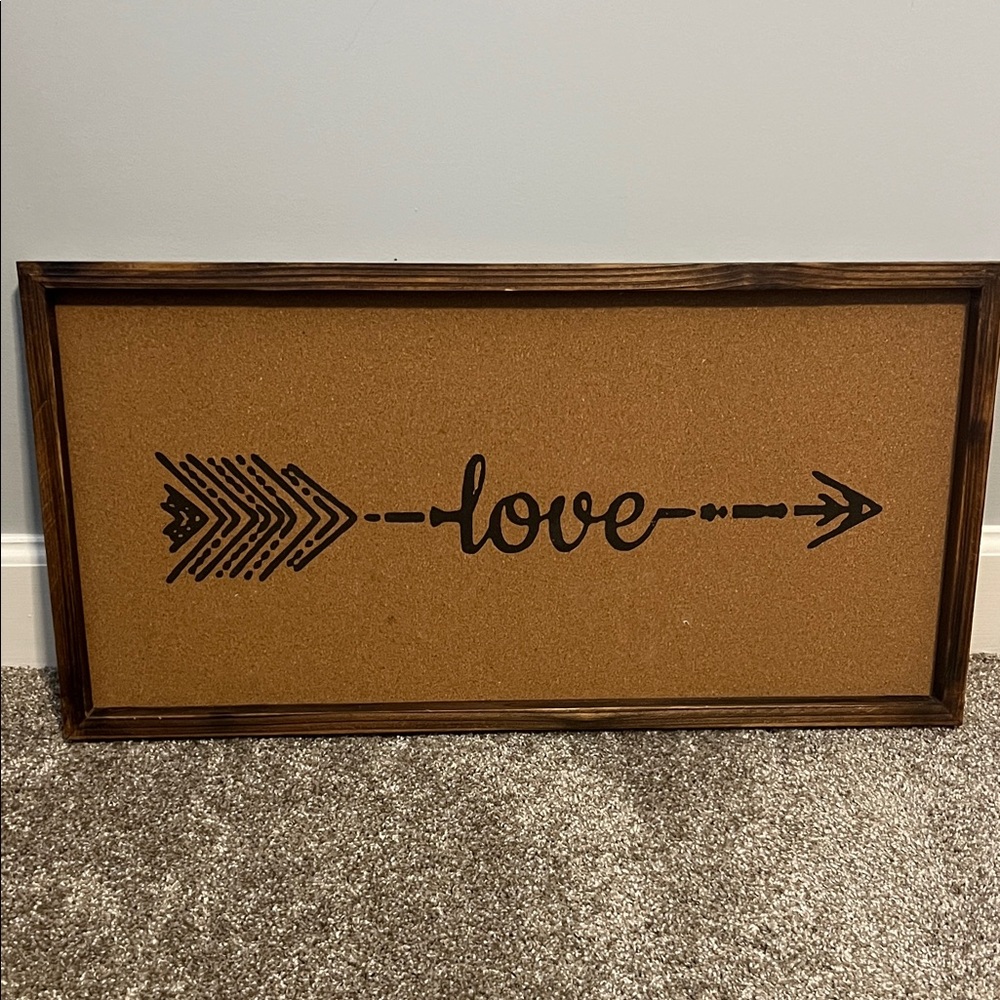 Rustic Arrow Love Cork Board Wall Decor